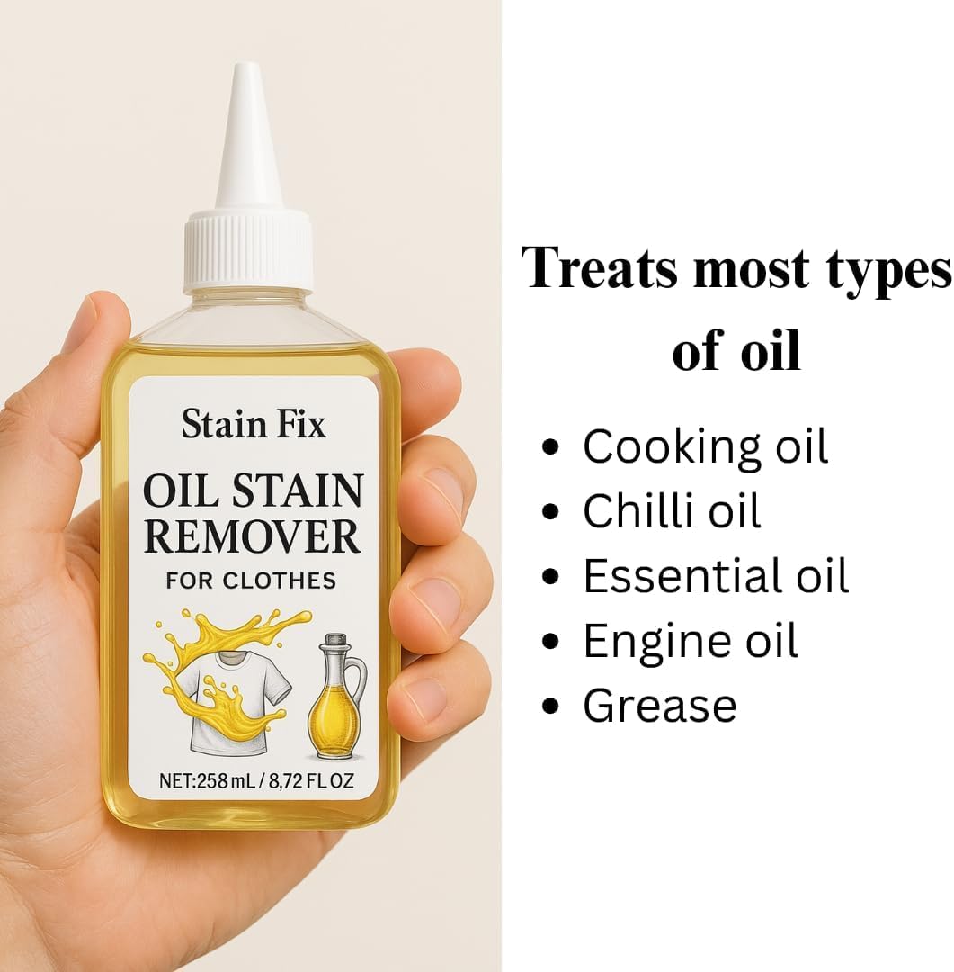 Instant Oil Stain Remover for Clothes (8.72oz) - Fabric Stain Remover For Cooking, Engine, Dried