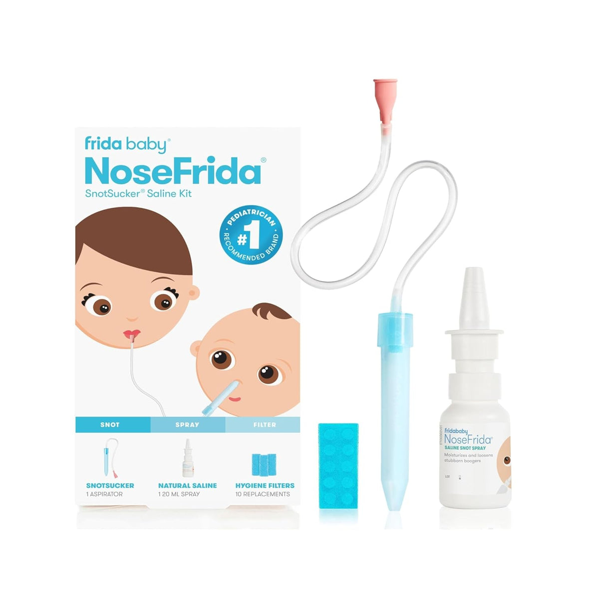 Frida Baby Saline Kit, Cold & Flu 12 pc Set Includes NoseFrida Nasal Aspirator for Baby, Nose