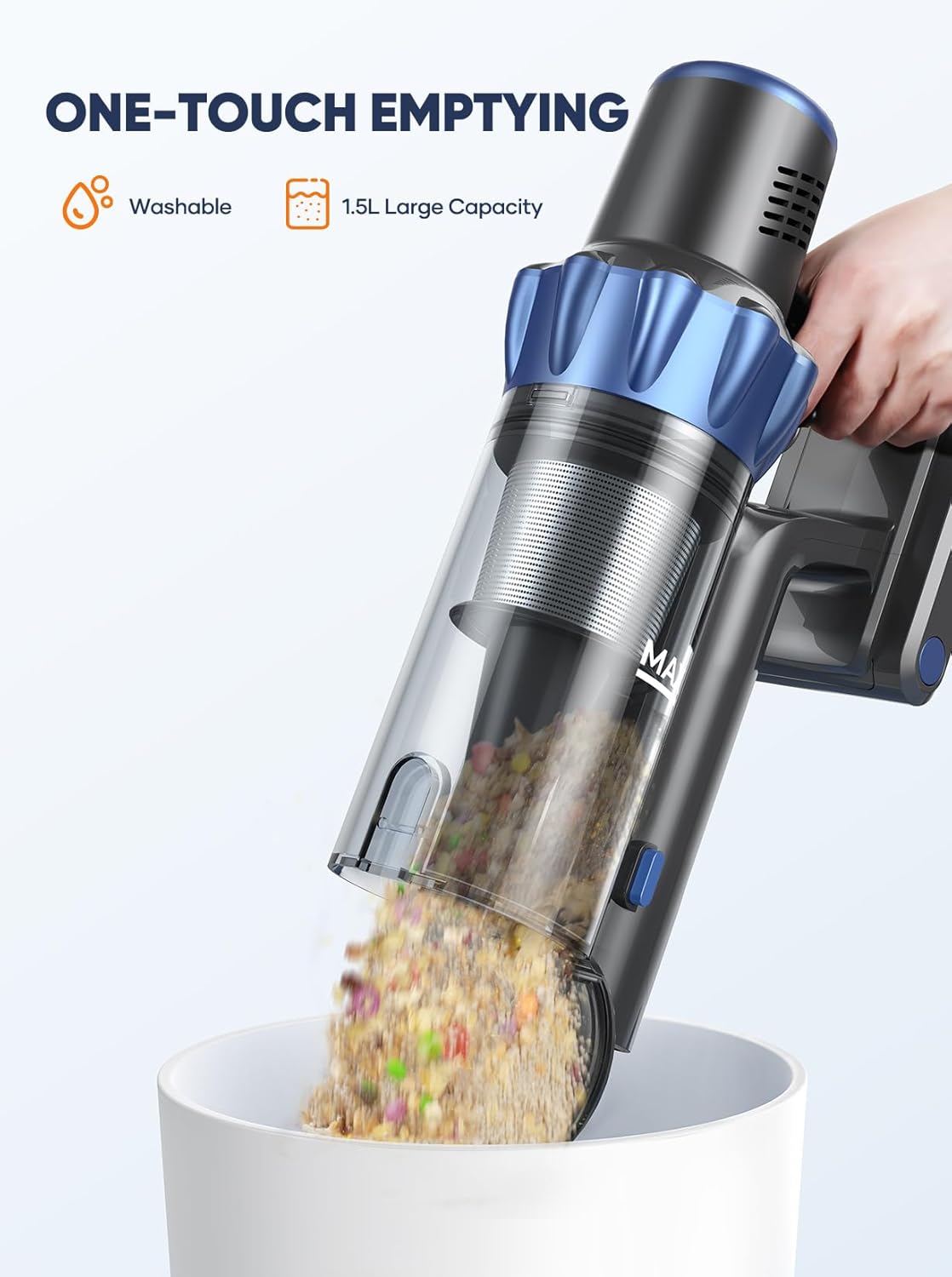 Cordless Vacuum Cleaner, 45KPA 550W Vacuum Cleaners for Home, Stick Vacuum with Color Touch