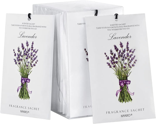 MYARO 12 Packs Lavender Scented Sachets Air Freshener for Drawer and Closet, Long-Lasting Sachets