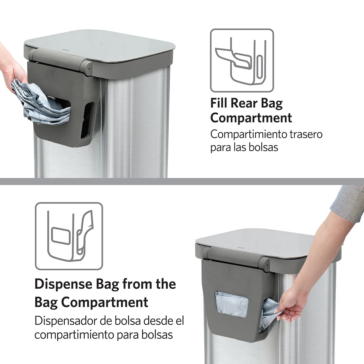 Glad Stainless Steel Step Trash Can, Series 2 with Clorox Protection - Large Metal Kitchen Garbage
