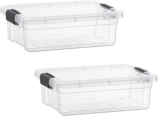 Superio Clear Storage Bins with Lids, Stackable Storage Box with Latches and Handles, Extra Small
