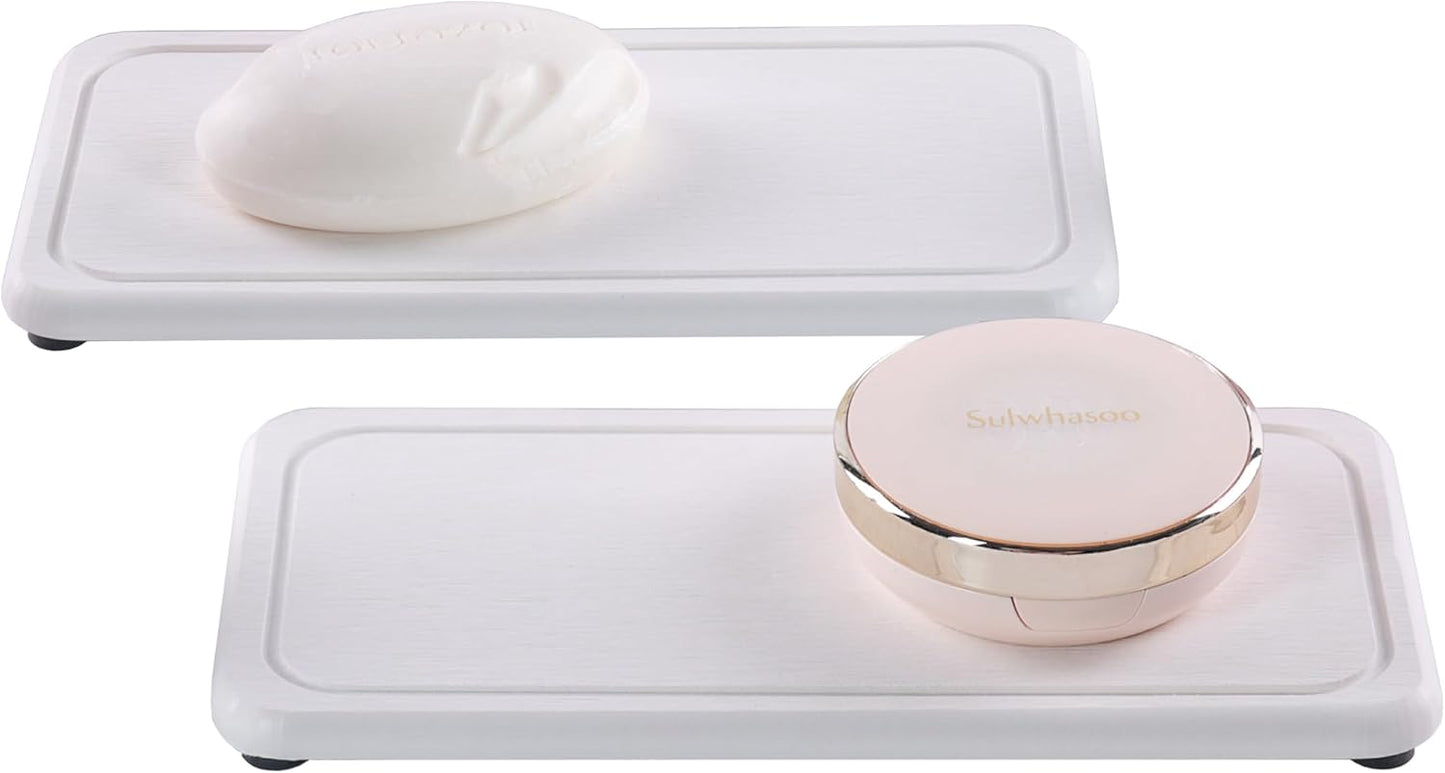 2 Pcs Water Absorbing Stone Trays, Kitchen/Bathroom Sink Soap Dish, Diatomite Tray Used for Hand