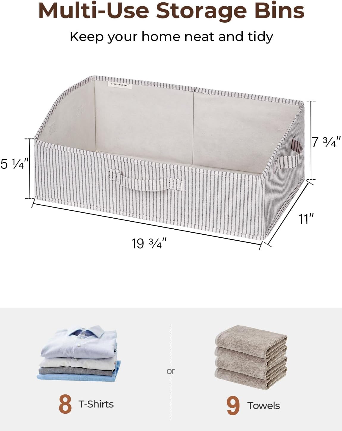 StorageWorks Closet Storage Bins, Trapezoid Organizer Box for Shelves, Fabric Clothes Bin, Foldable