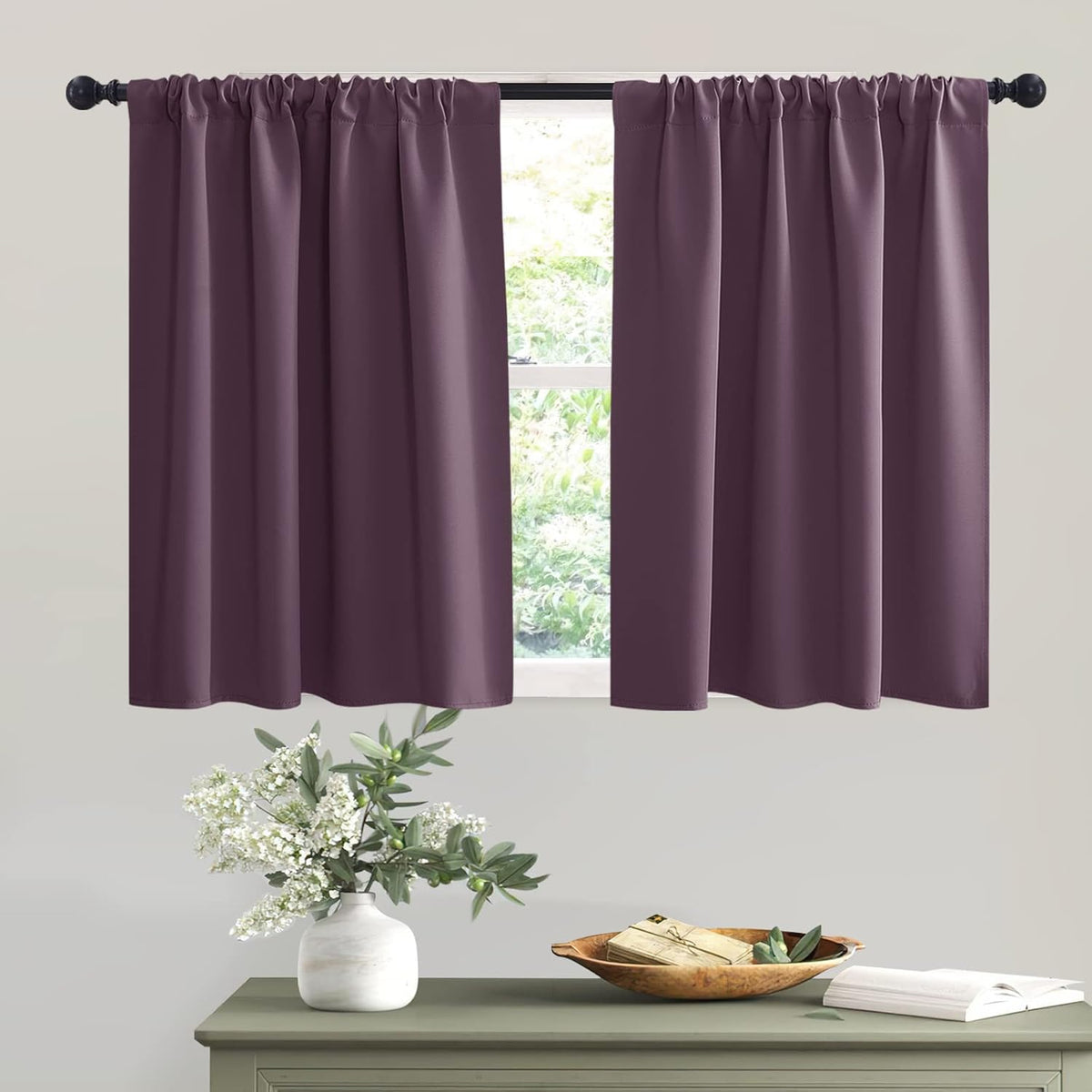 RYB HOME Bathroom Window Curtains - Blackout Curtains Small Window Short Drapes for Kitchen Bedroom