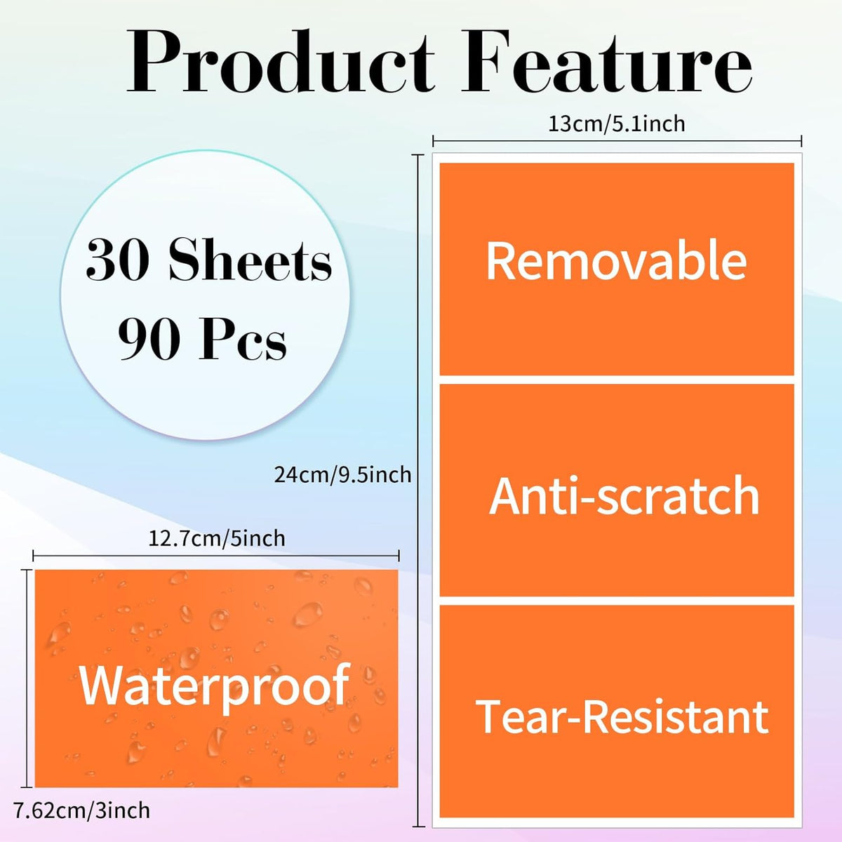 STARLIBOO Removable Colored Labels Stickers, 3X5 Inch Removable Large Label Stickers for Moving