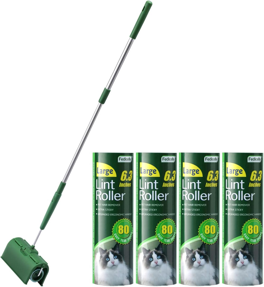 Fedicelly Large Lint Rollers Pet Hair Extra Sticky Floor, Cat Dog Hair Remover Laundry Clothes