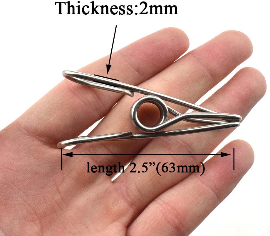 HAHIYO Clothespins Chip Clips All Metal Stainless Steel No Rust Stains Strong Grip in Heavy Wind