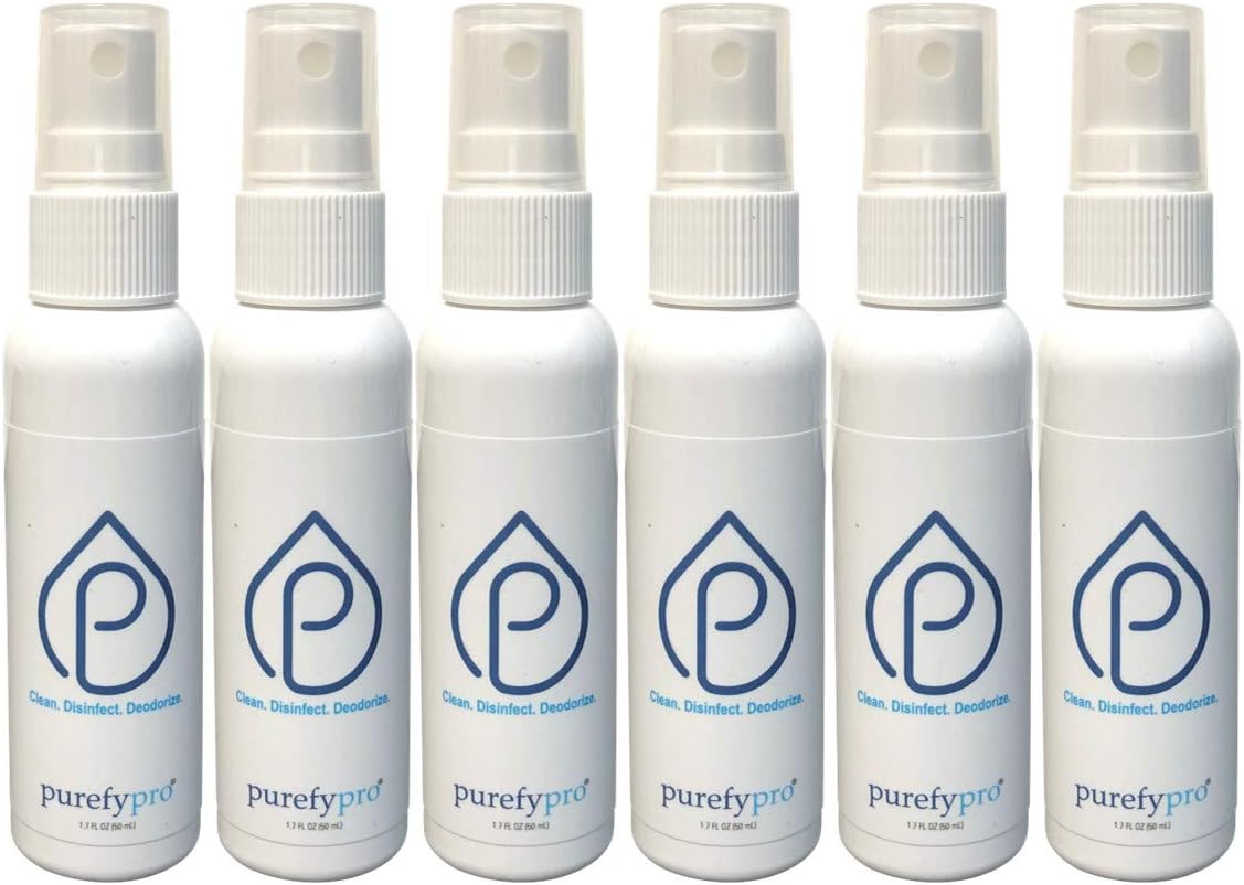 Purefypro Disinfectant Spray (1.7oz, 6 Pack) - No Rinse. No Residue. Kills 99.9999% Norovirus, HIV
