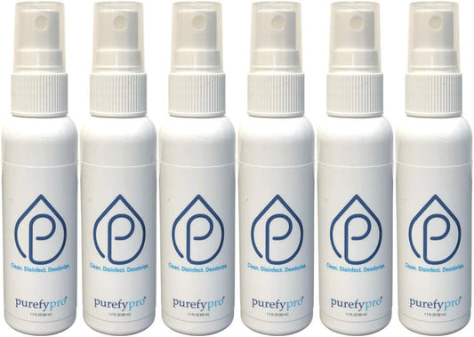 Purefypro Disinfectant Spray (1.7oz, 6 Pack) - No Rinse. No Residue. Kills 99.9999% Norovirus, HIV