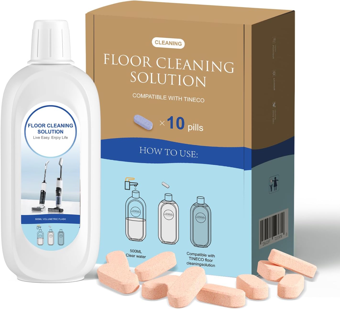 10 Bottles Compatible with Tineco Cleaning Solution Pet 500ml Per Bottle Orange Scents Floor