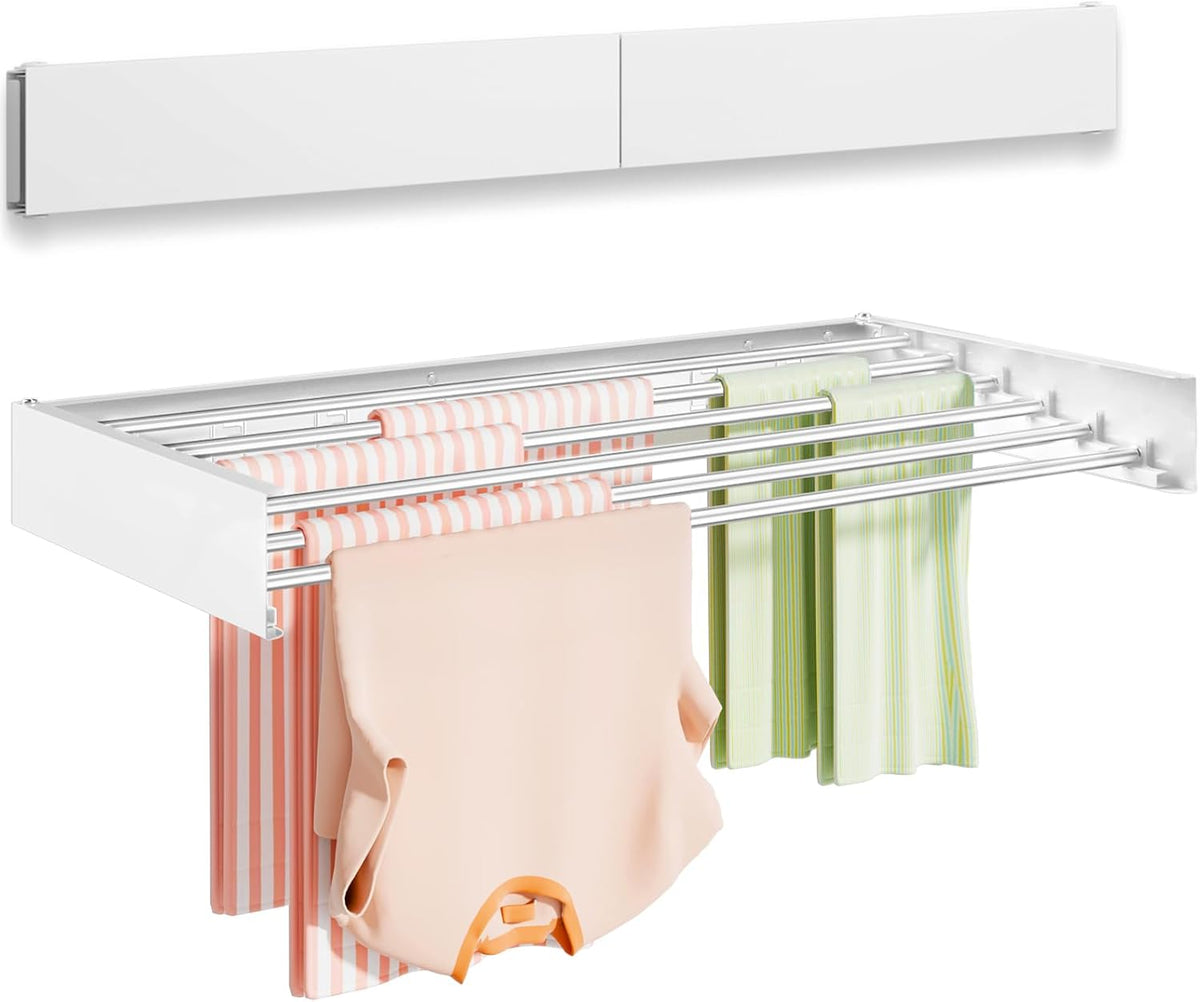 Wall Mounted Clothes Drying Rack 40 inches, Foldable Wall Mount Laundry Rack Folding Indoor, Drying