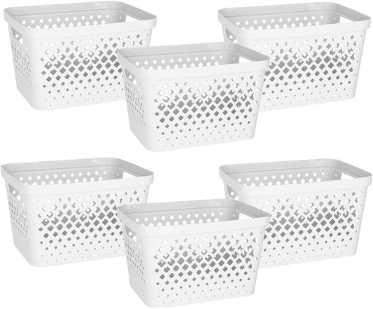 Glad Plastic Storage Basket Set, Value Pack of 6 | Open Storage Bins for Shelves, Bathroom, Pantry