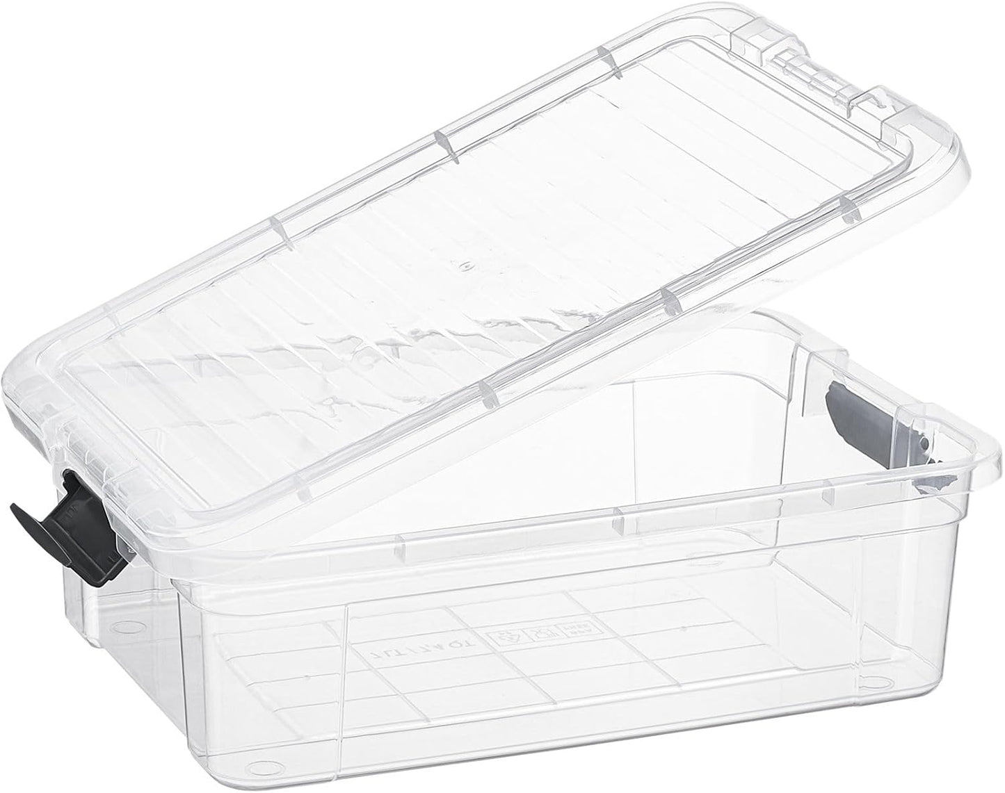 Superio Storage Bins with Lids- 4 Pack, 7.4 Qt Clear Boxes for Organizing, Stackable Plastic