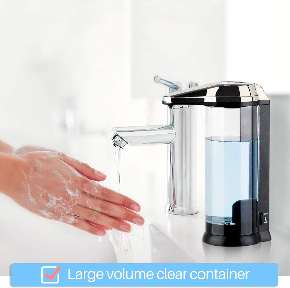 Secura 17oz Automatic Liquid Soap Dispenser, Touchless Battery Operated Hand Soap Dispenser with
