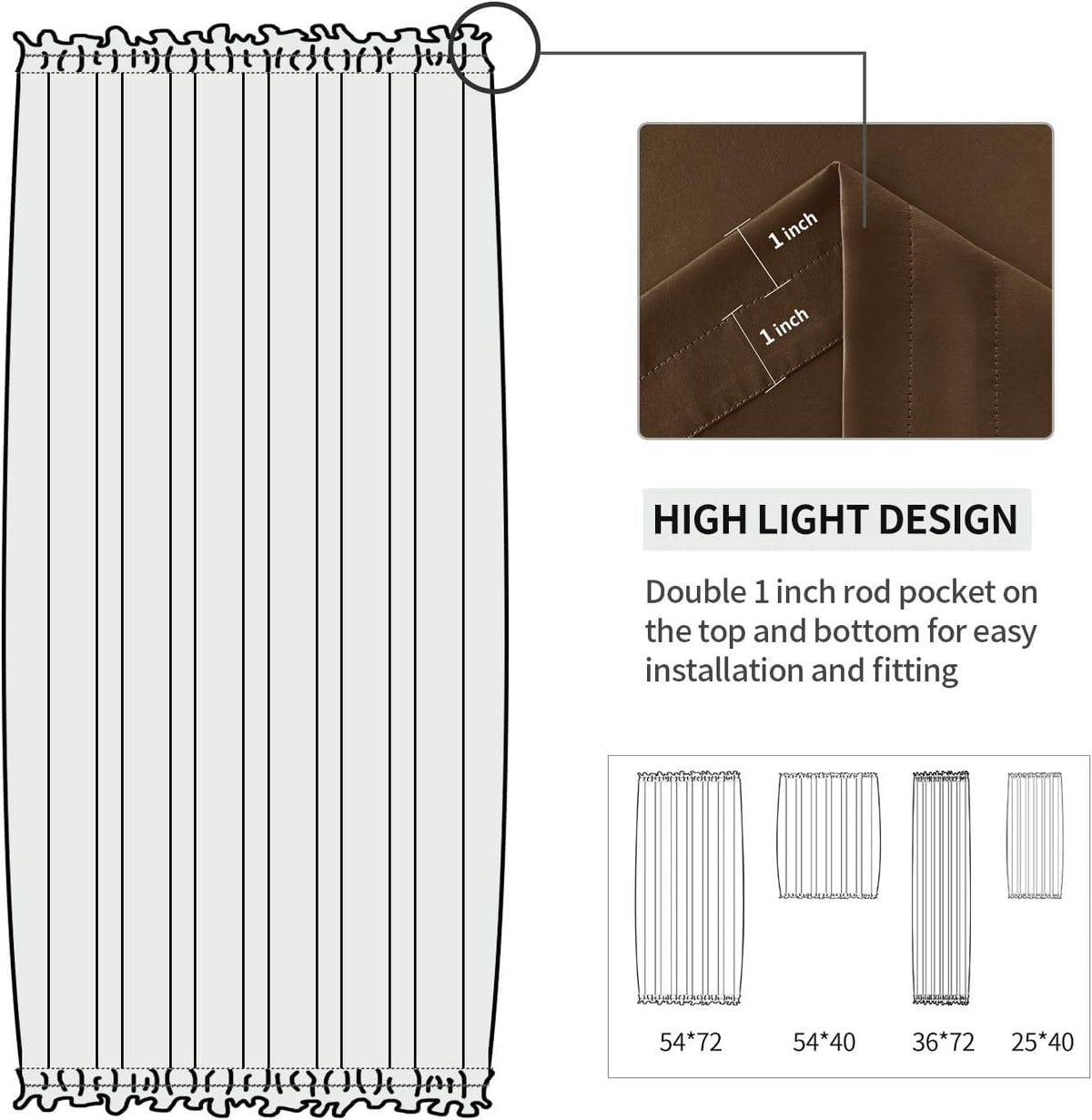 DWCN French Door Curtains – Rod Pocket Thermal Blackout Curtain for Doors with Glass Window