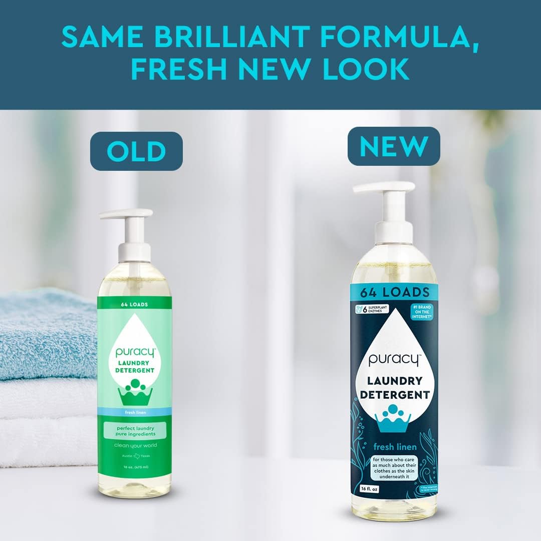 Puracy Laundry Detergent - Enzyme-Powered Liquid Laundry Detergent Concentrate, Natural Laundry