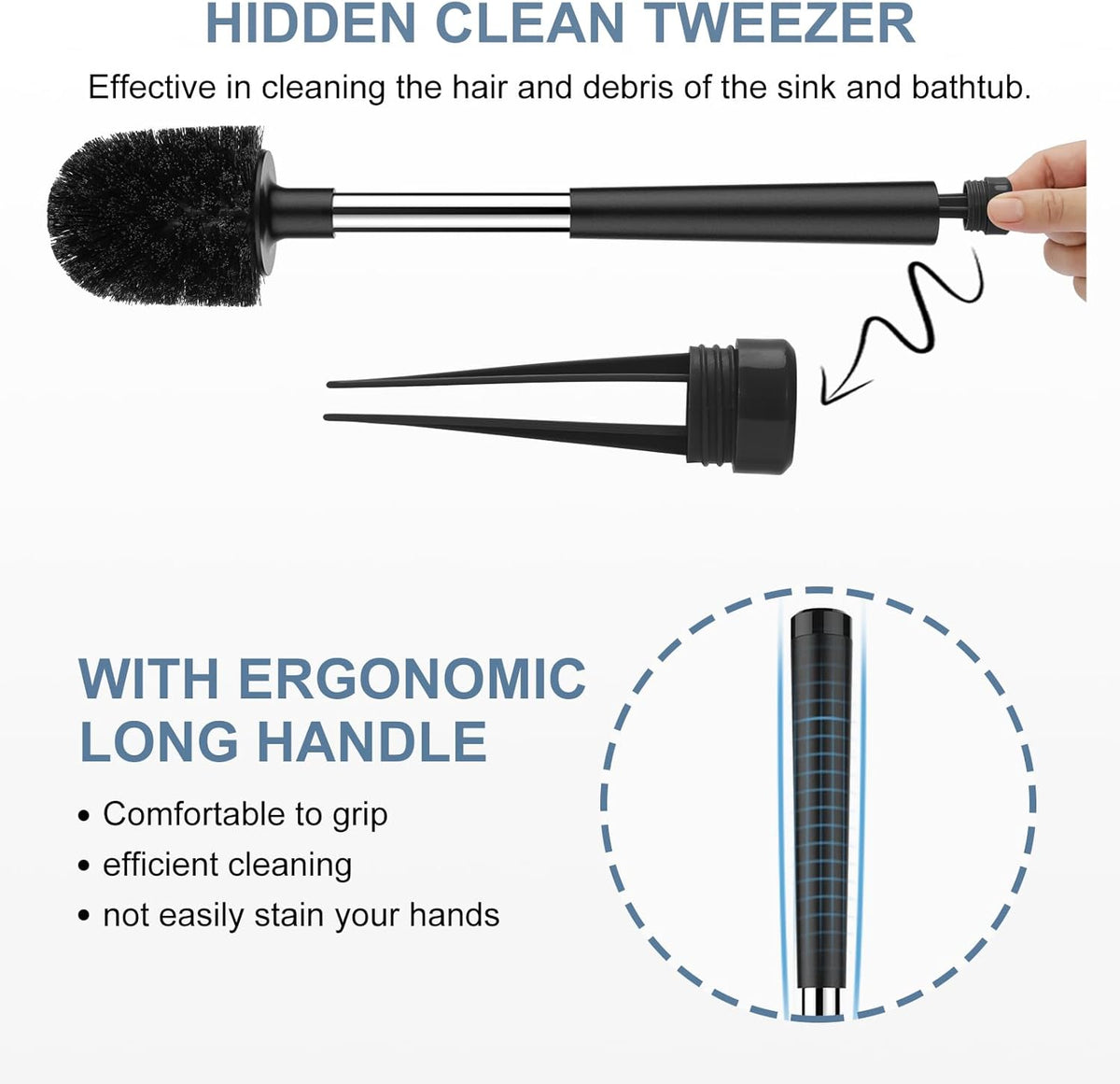 SetSail Toilet Brush and Holder, Self Closing Lid Toilet Bowl Brushes Holder and Extra Long Handle