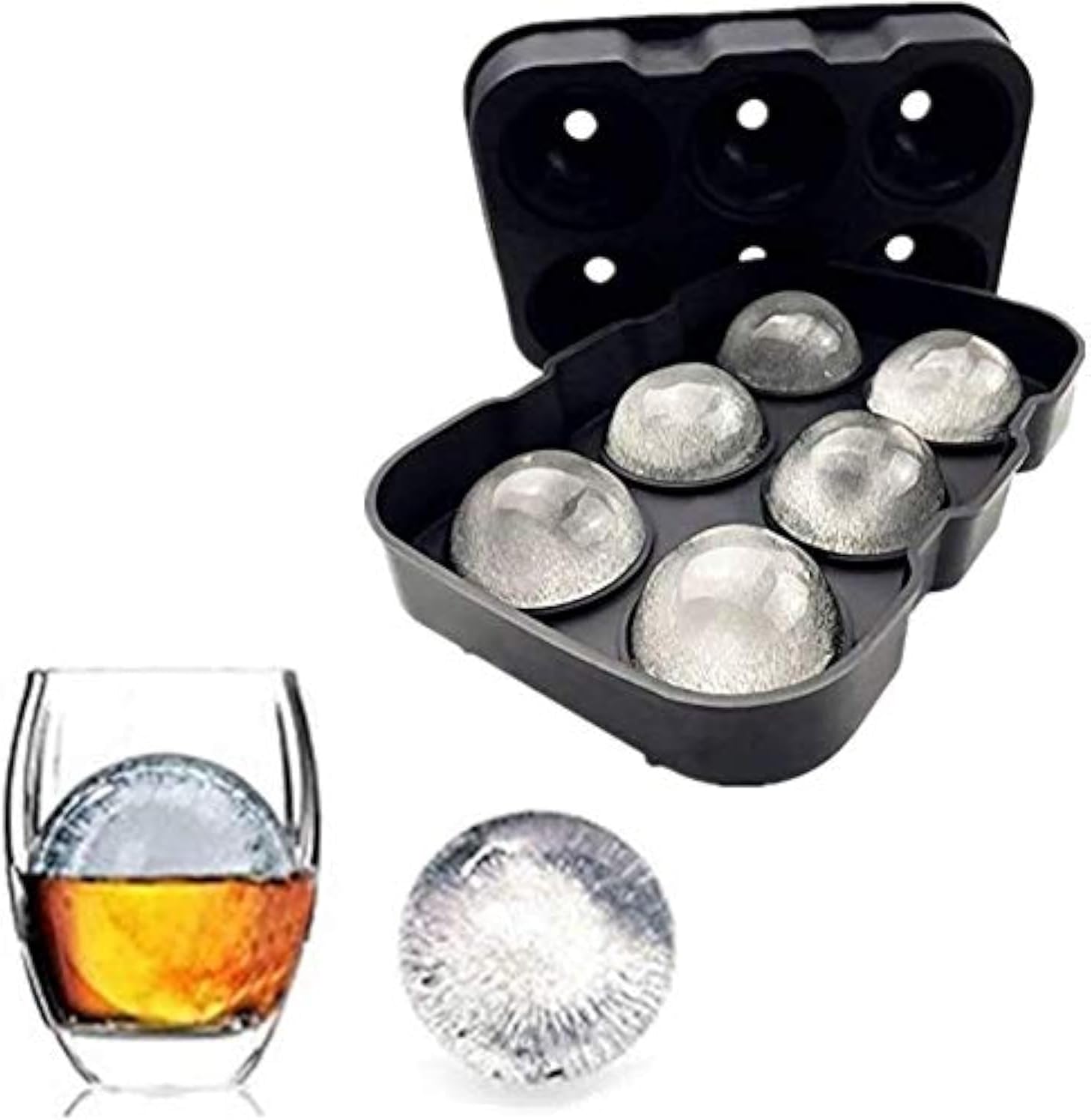 Silicone Round Ice Cube Mold, Round Ice Cube Trays for Freezer with Funnel, Easy Release Ice Cube