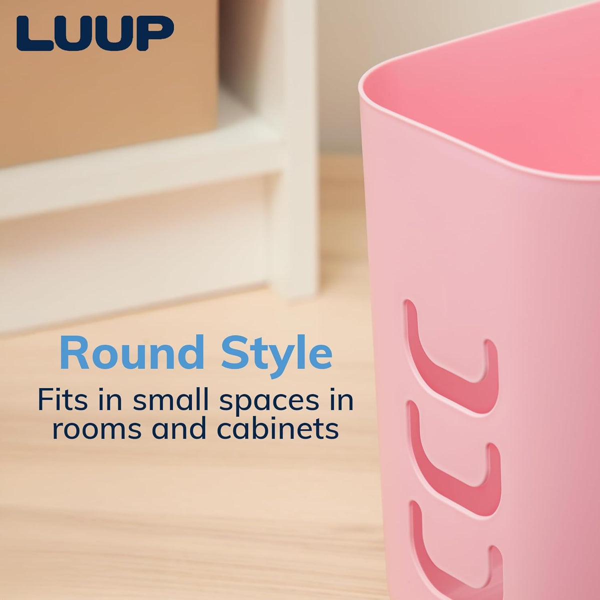 STORi Luup Bathroom Wastebasket, Secure Grocery Bags, Plastic Garbage Container for Vanity, Laundry