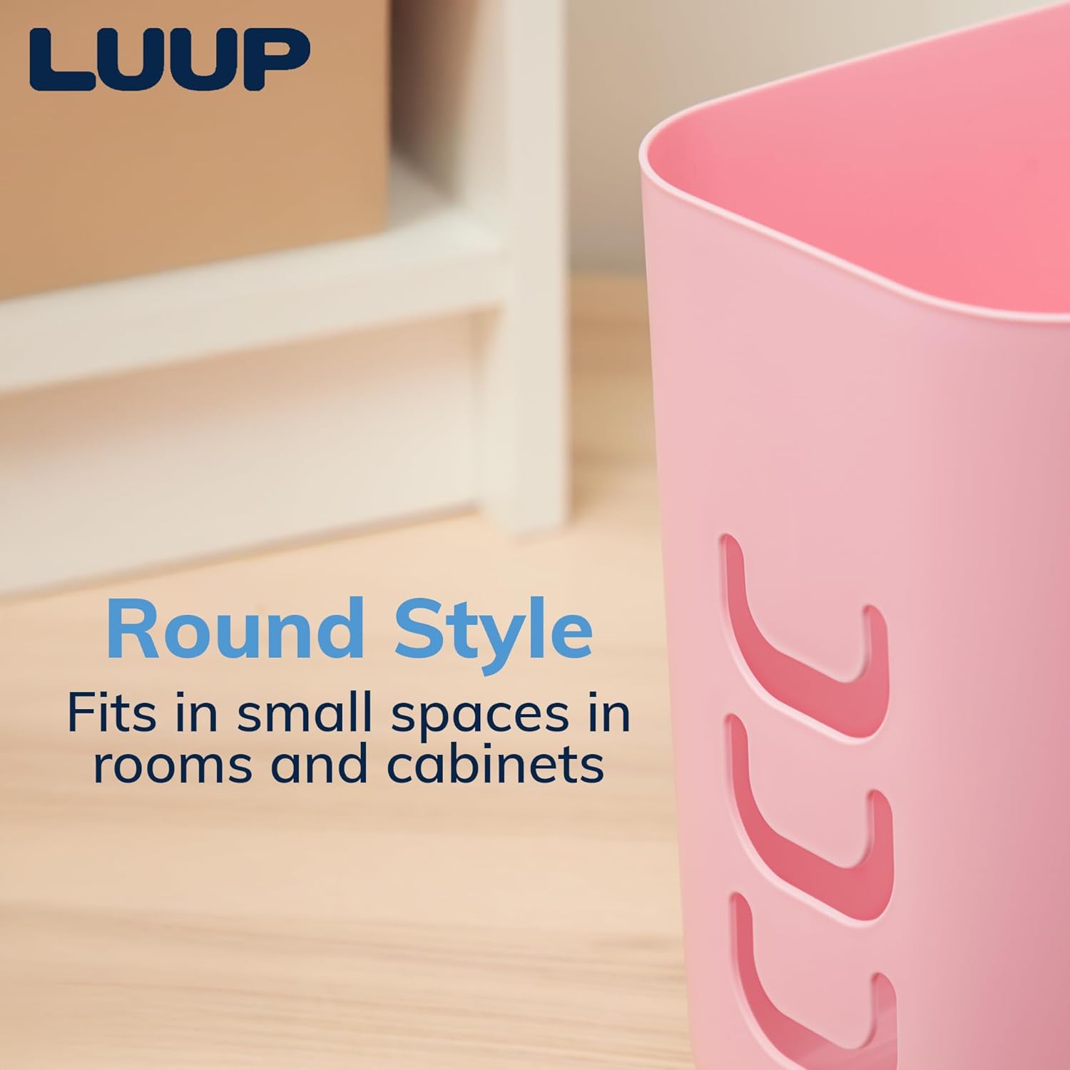 STORi Luup Bathroom Wastebasket, Secure Grocery Bags, Plastic Garbage Container for Vanity, Laundry