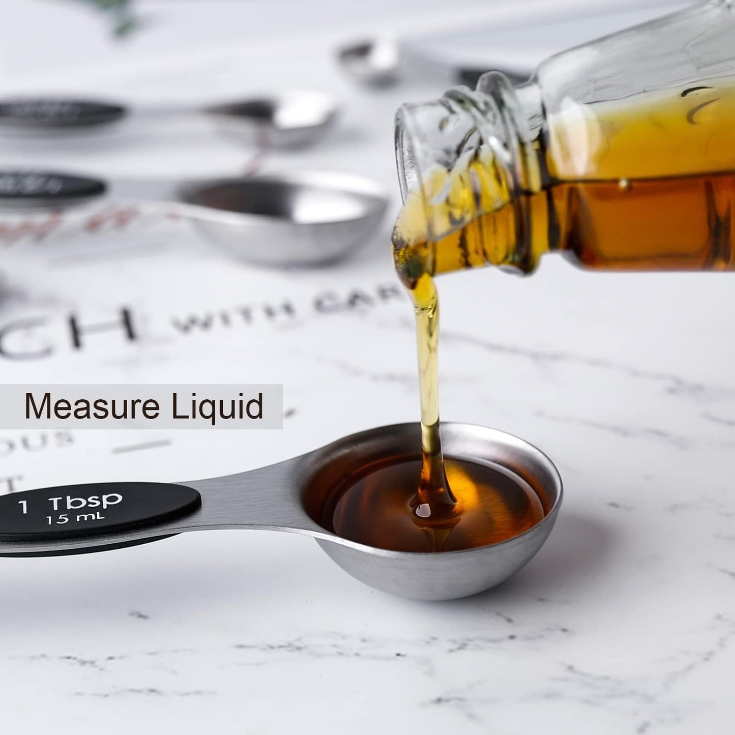 Magnetic Measuring Spoons Set Stainless Steel Dual Sided Stackable Teaspoon Tablespoon for
