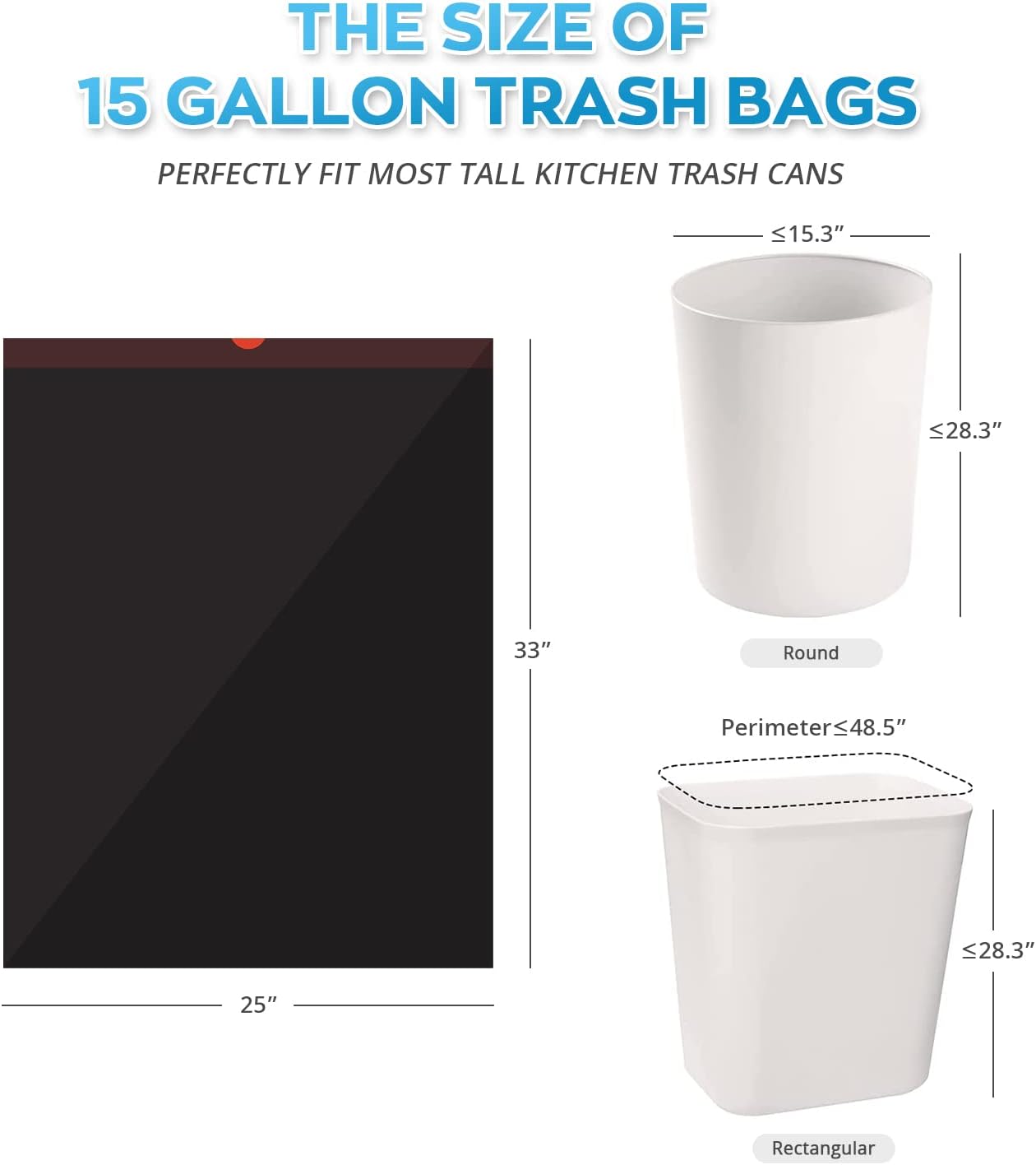 Ultra Strong 15 Gallon Drawstring Trash Bags (102 Count) Large Heavy Duty Thicken Plastic Tall