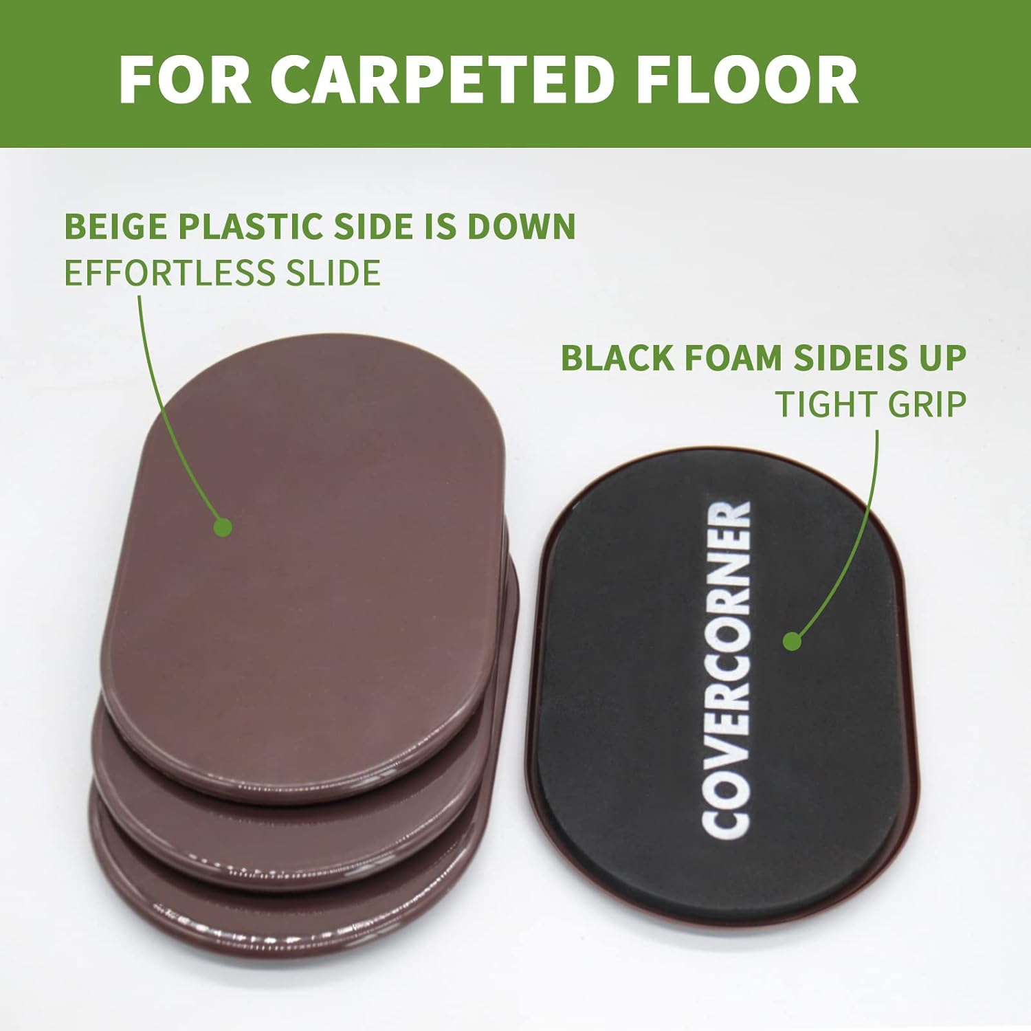 Furniture Sliders for Carpet 4 PCS - 9 1/2 inch Furniture Moving Slider Chair Legs Floors
