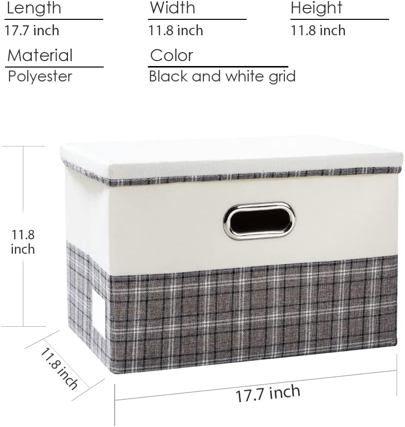 PRANDOM Large Collapsible Storage Bins with Lids [3-Pack] Fabric Foldable Storage Boxes Organizer