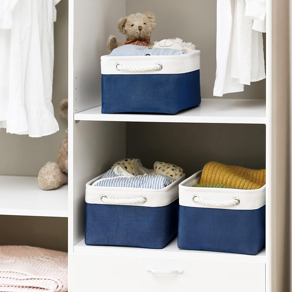 TheWarmHome Storage Basket for Organizing - Medium 3 Pack 14x10x7 inch Fabric Storage Cubes for