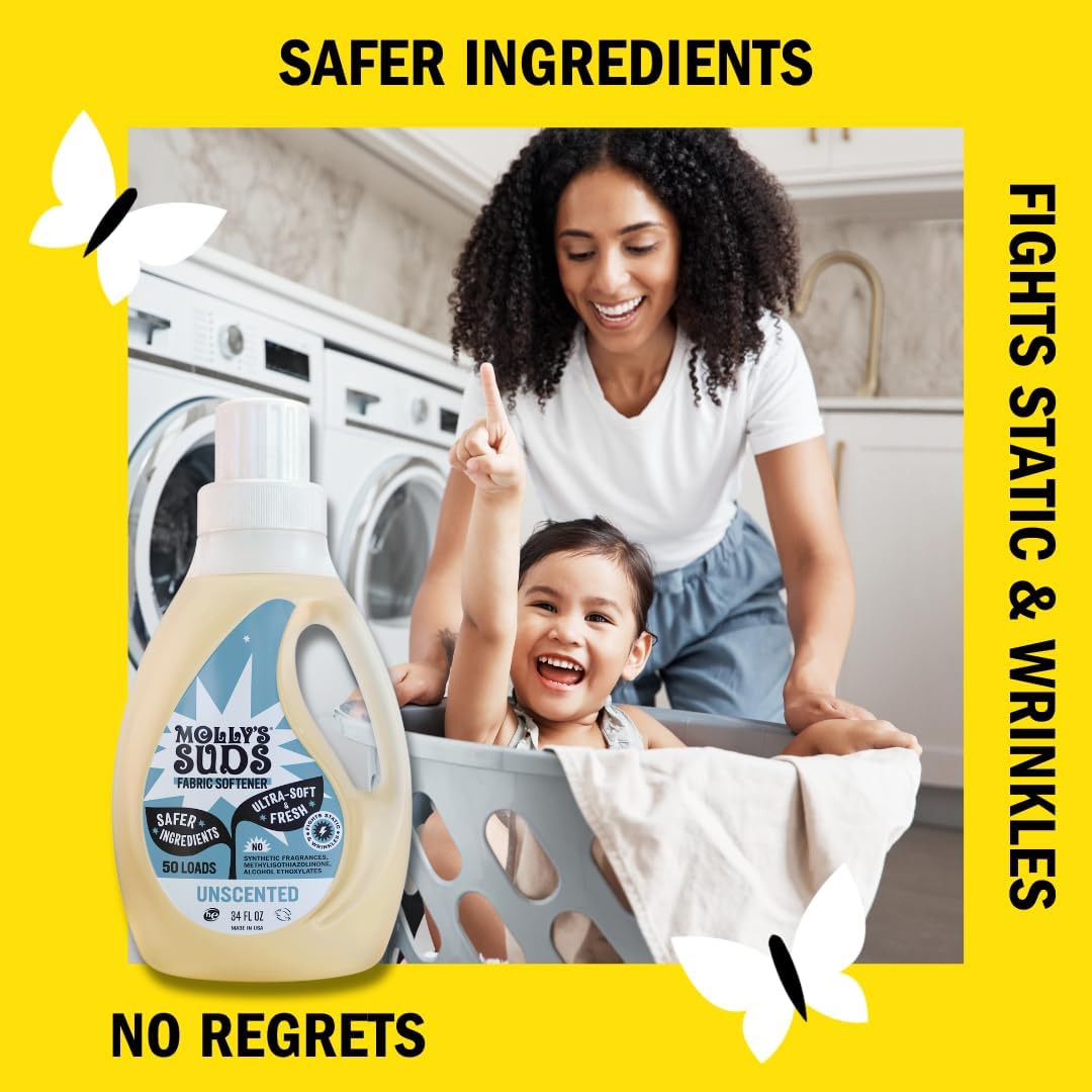 Molly’s Suds Fabric Softener Liquid for Sensitive Skin | Vinegar-Powered, Infused with Essential