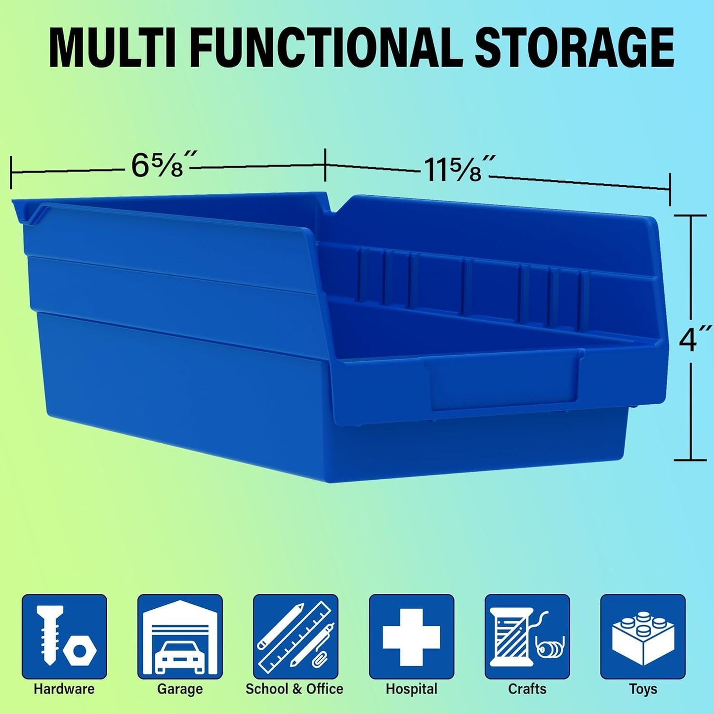 Akro-Mils 30130 Plastic Shelf Bins, Heavy Duty Storage Bins for Garage, Closet, and Drawer