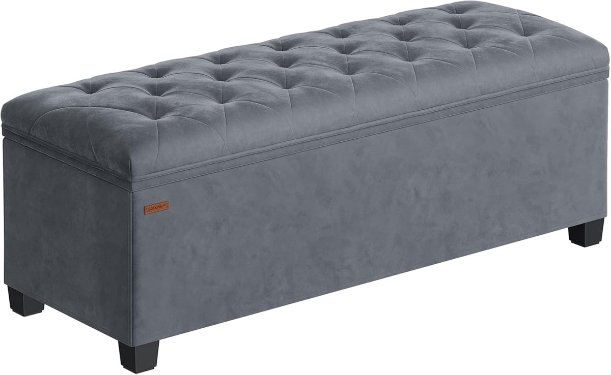 SONGMICS Velvet Storage Ottoman Bench, Foot Rest with Legs, 15.7 x 43 x 15.7 Inches, End of Bed