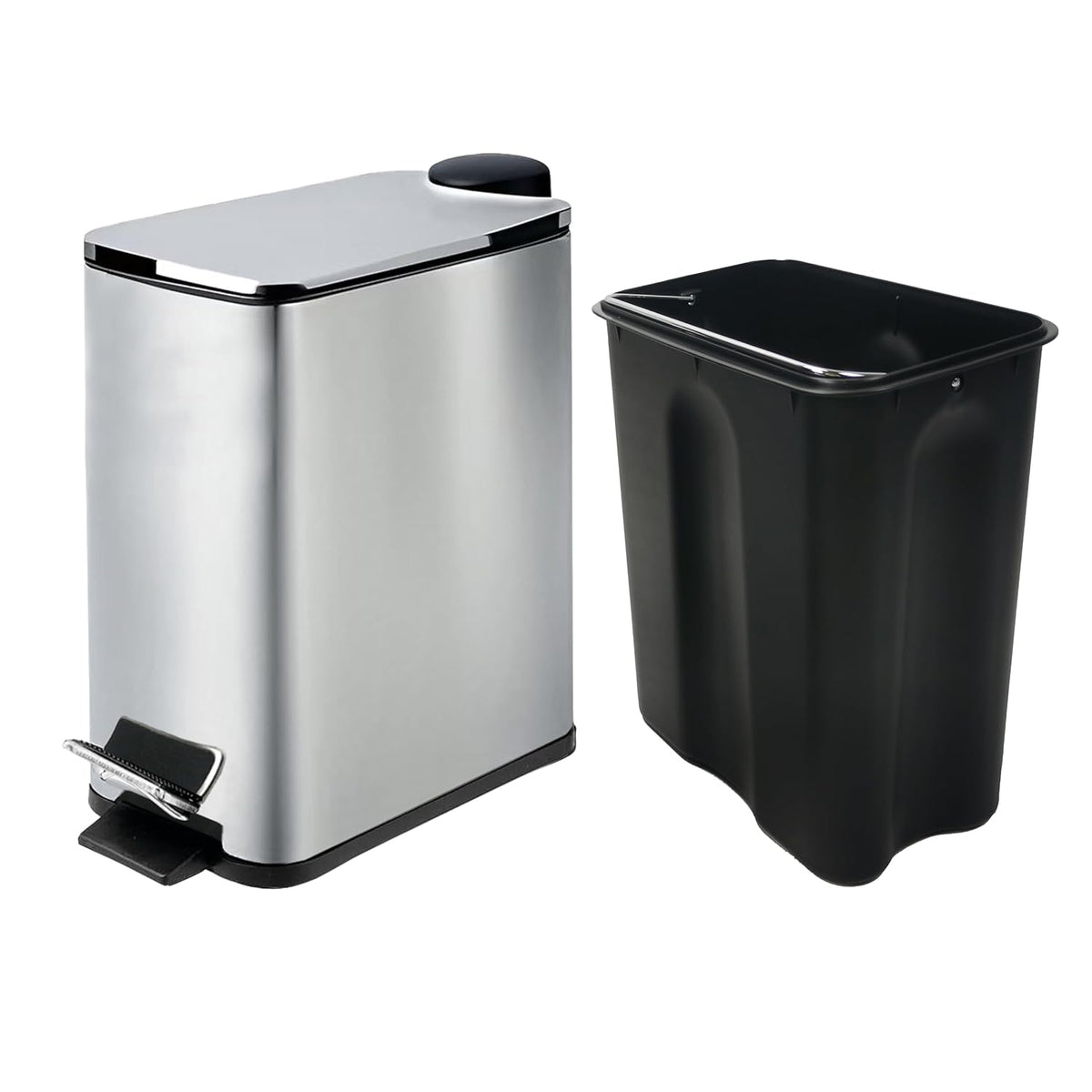 Stainless Steel Small Trash Can with Lid & Step Pedal - 6 Liters/1.6 Gallon Soft Close Garbage Can