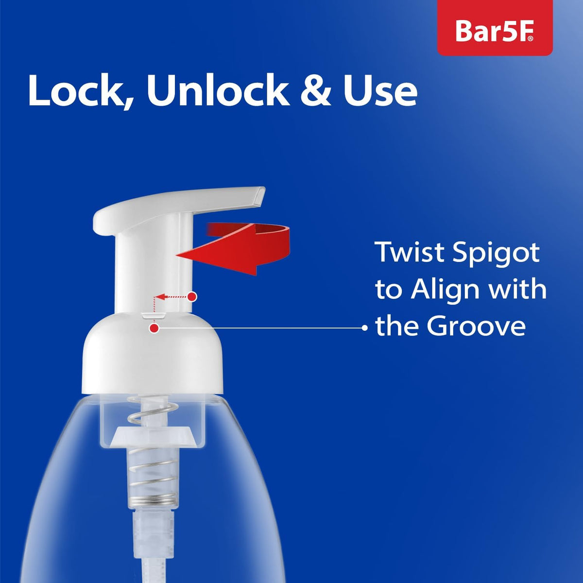 Bar5F Foaming Pump Bottle for Dr. Bronner's Castile Soap and All Generic Concentrated or Regular