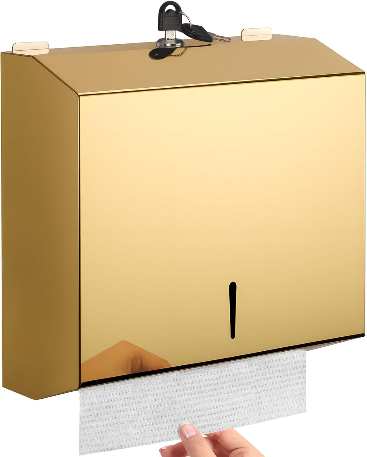Wall Mounted Stainless Steel Paper Towel Dispenser with Lock, Polished Mirror Finish, Fits C-Fold