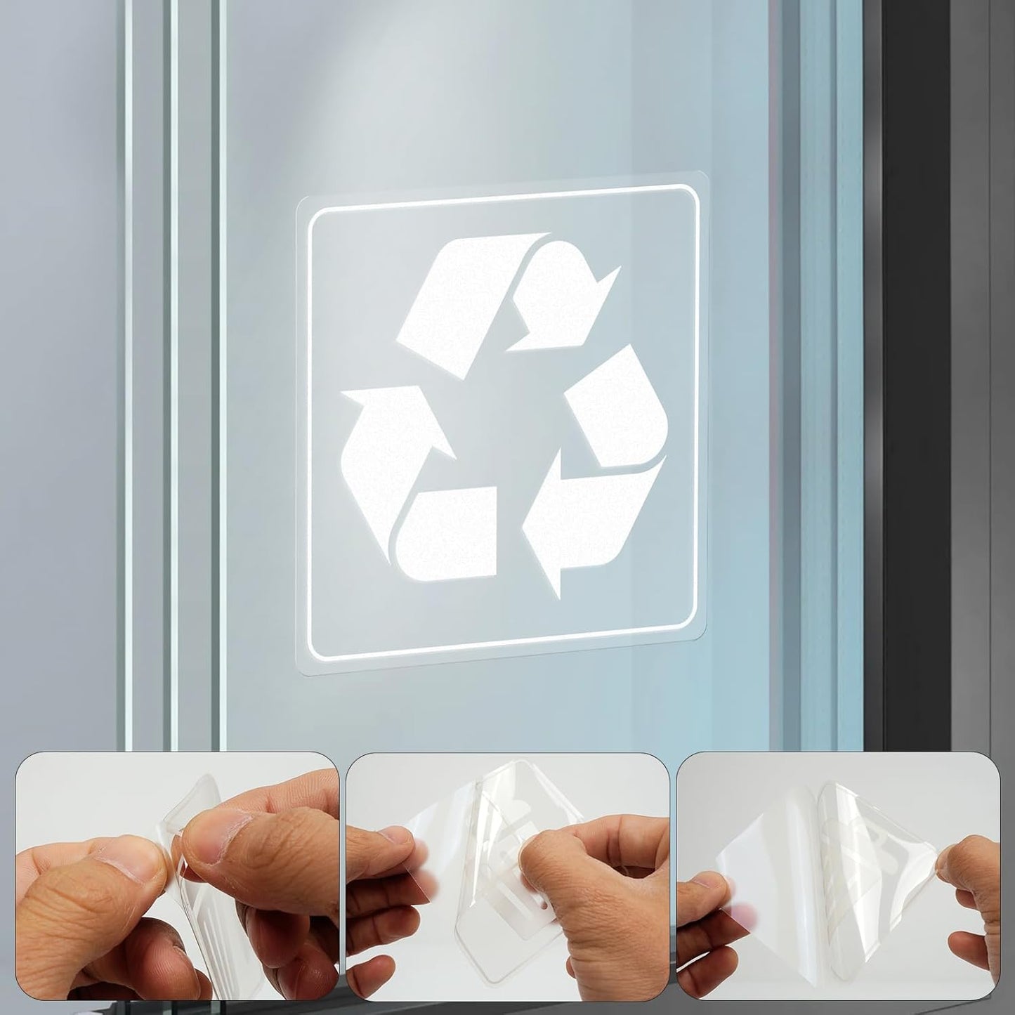 10 Pack Recycle and Trash Clear Stickers 3×3 Inches Vinyl Transparent Weatherproof Self Adhesive