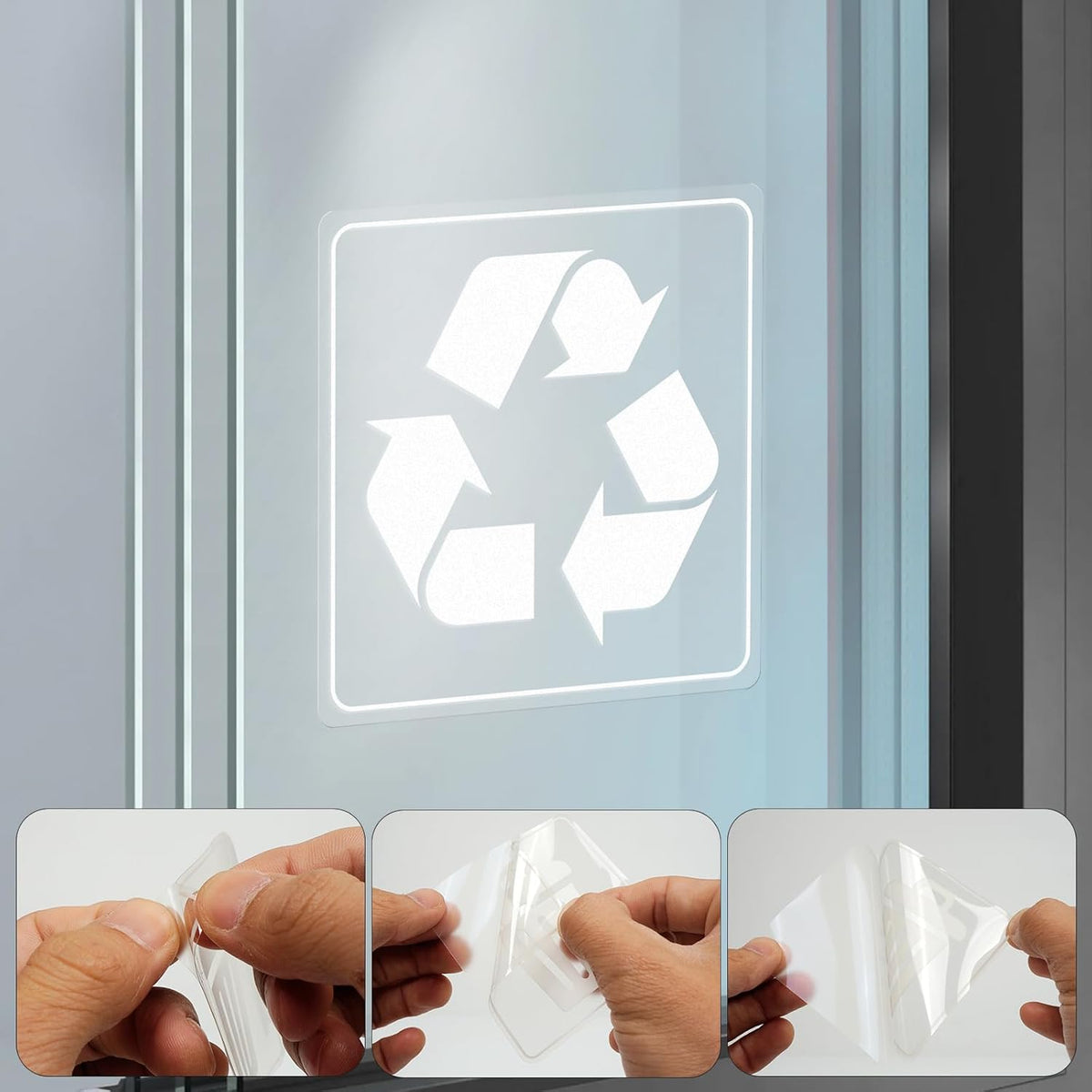 10 Pack Recycle and Trash Clear Stickers 3×3 Inches Vinyl Transparent Weatherproof Self Adhesive