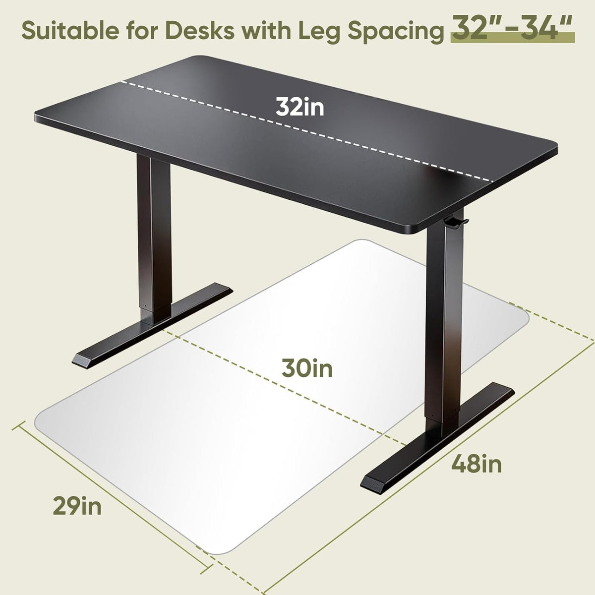 Office Chair Mat for Carpet & Hardwood, Upgraded 29" x 48" Dual Use Tempered Glass Chair Mat for