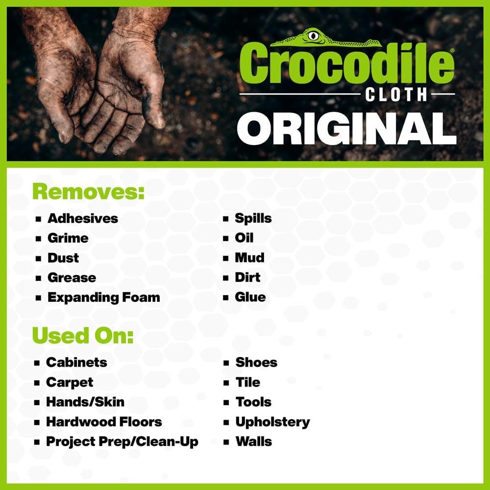 Crocodile Cloth Original Cleaning Wipes – 50 (15” x 10”) Hand & Tool Industrial Cleaning Wipes