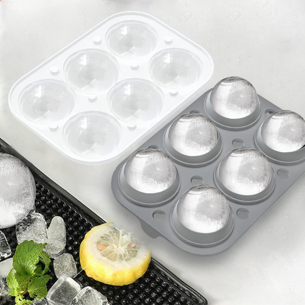 ROTTAY Ice Cube Trays (Set of 2), Sphere Ice Ball Maker with Lid & Large Square Ice Cube Maker for