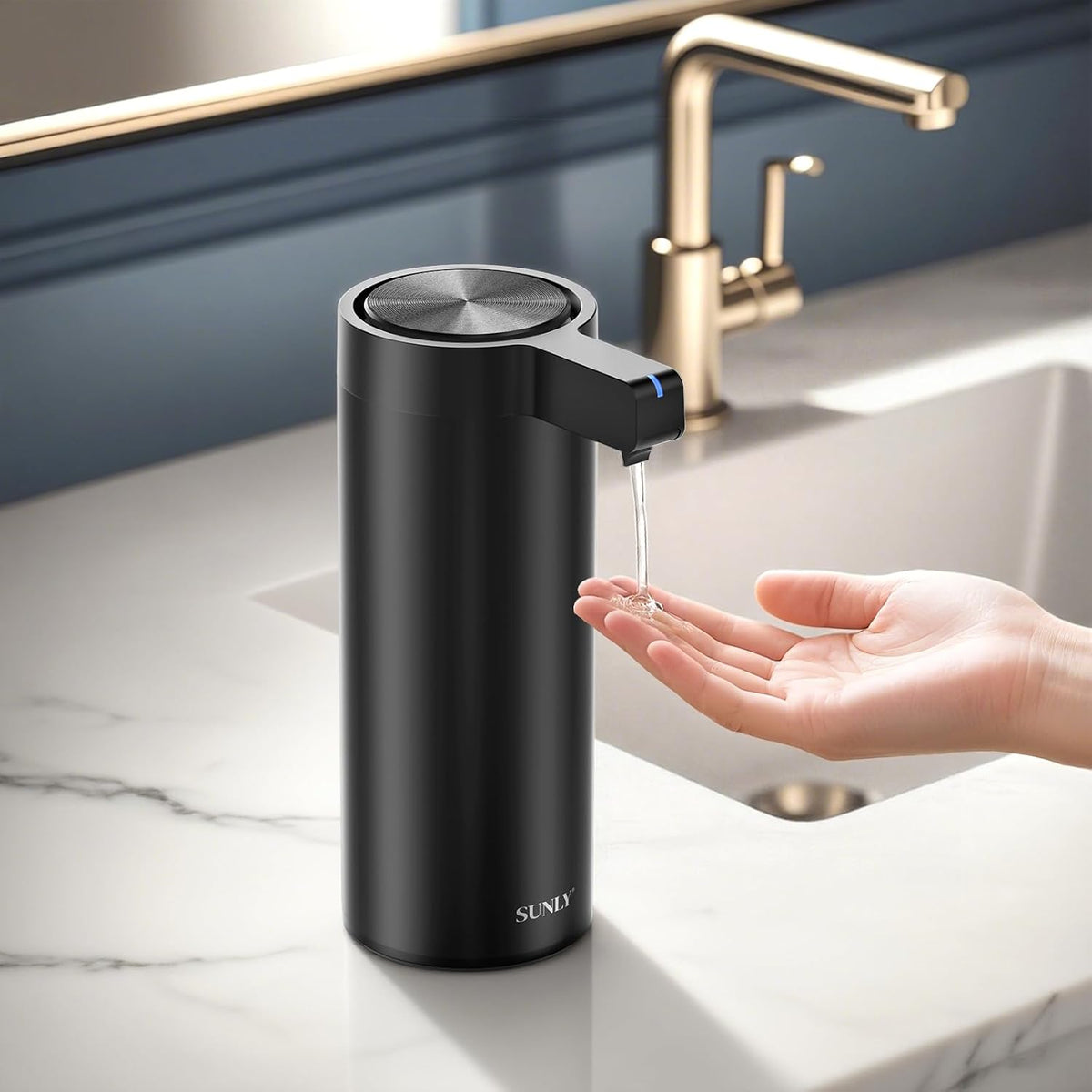 SUNLY Touchless Automatic Soap Dispenser – Clog-Free Pump, 0.2s Fast Sensor, USB-C Rechargeable