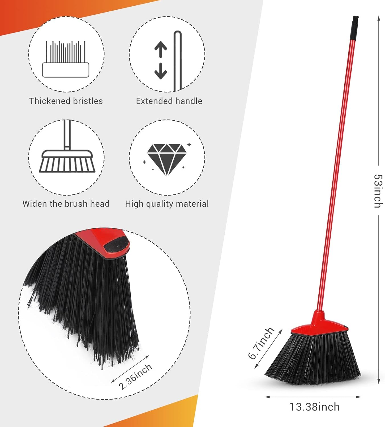 WILLBOND 20 Pcs Heavy Duty Broom Outdoor Indoor Commercial Angle Brooms Bulk for Courtyard Garage