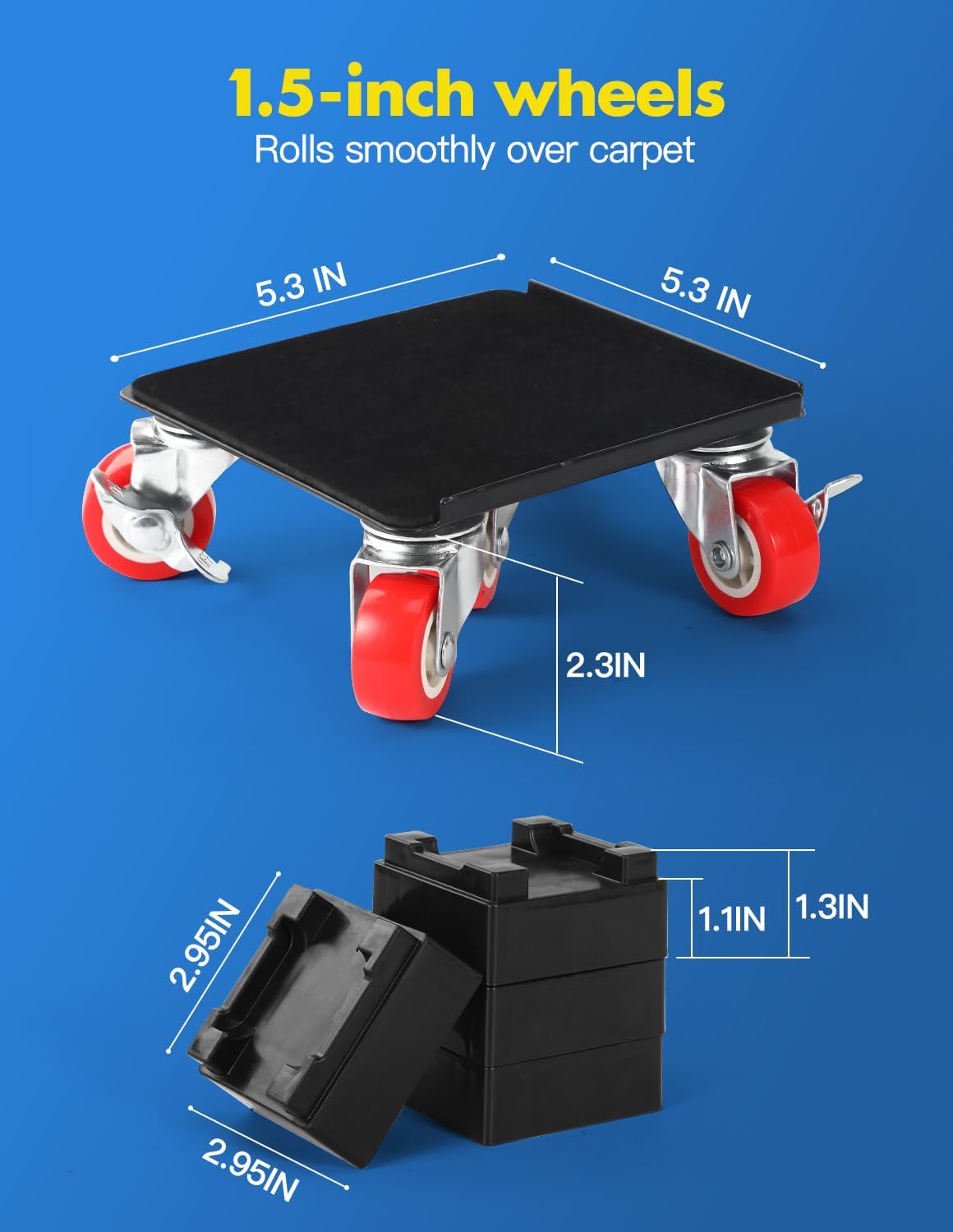 Heavy Duty Industrial Furniture Movers with Wheels, Dolly, Lifter, Sliders, 5 Rollers Casters Cart
