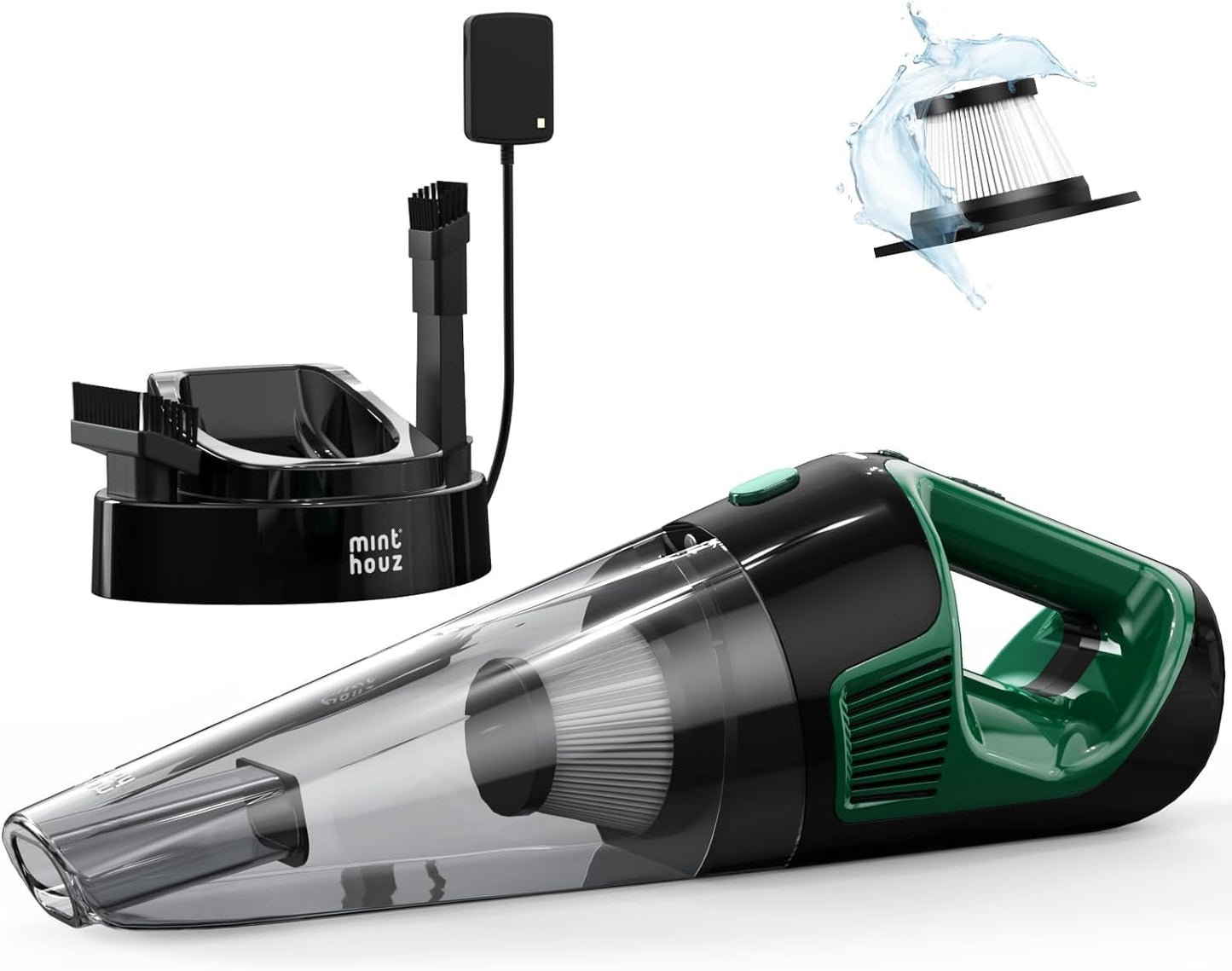 Minthouz Handheld Vacuum Cordless, Strong Suction Car Vacuum Cleaner with LED Light, Long Runtime