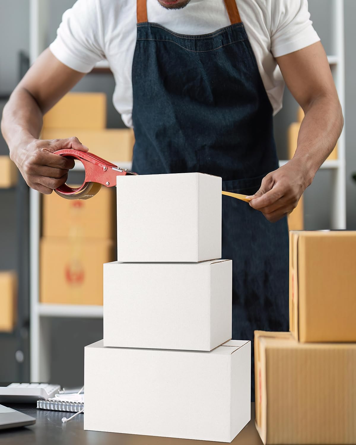 Assorted-Sizes-Shipping-Boxes-45-Pack: 6x6x6 & 8x6x6 & 11x6x6 Small-Shipping-Boxes-Mailers, White