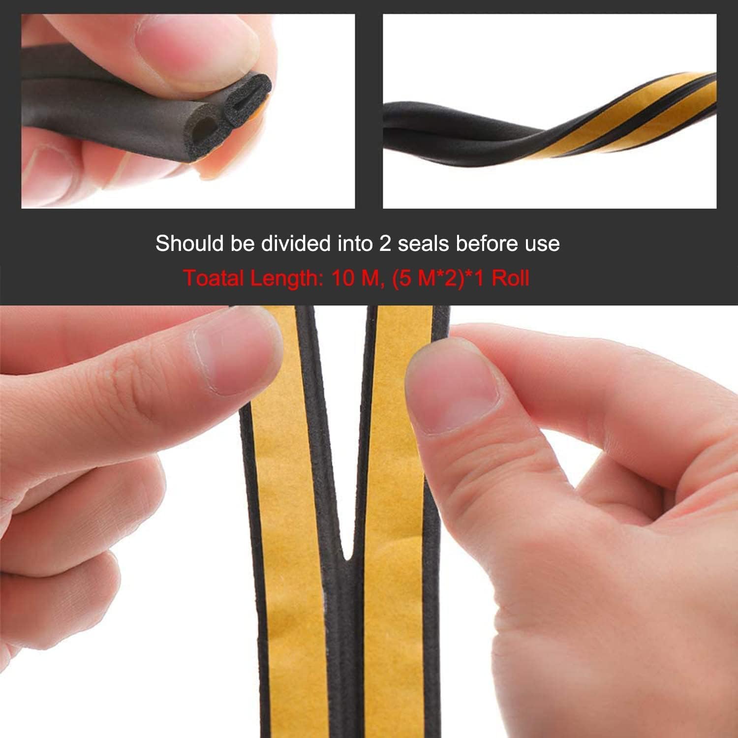 Weather Stripping Seal Strip Tape, Doors Windows Frame Self Adhesive D Type Foam Sealing Tape