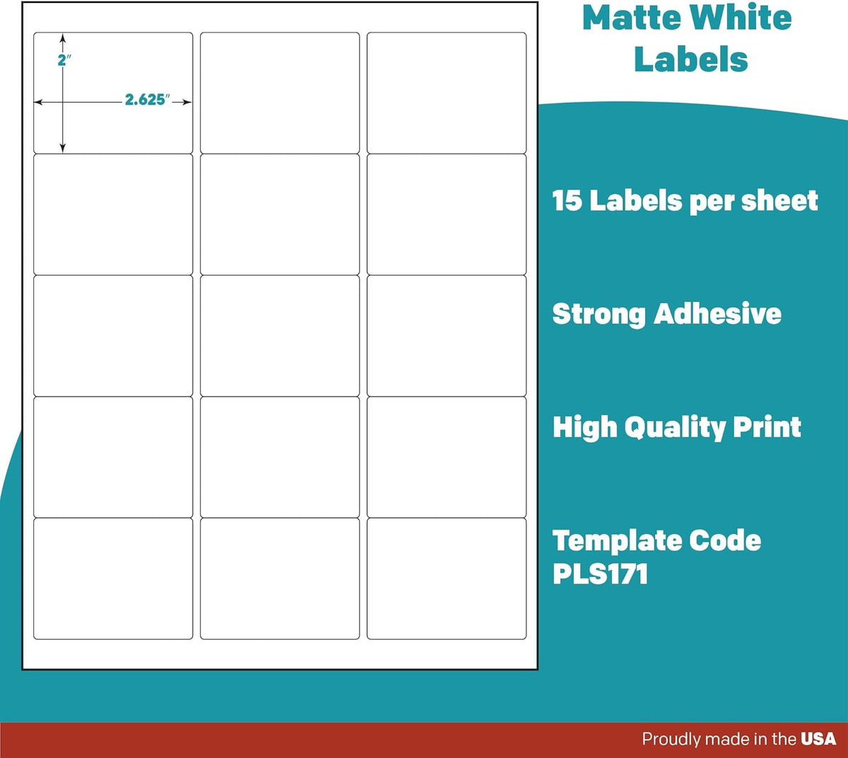 Premium Label Supply White Sticker Labels – 2.625" x 2" – Laser/Inkjet Compatible – (15 per Sheet)