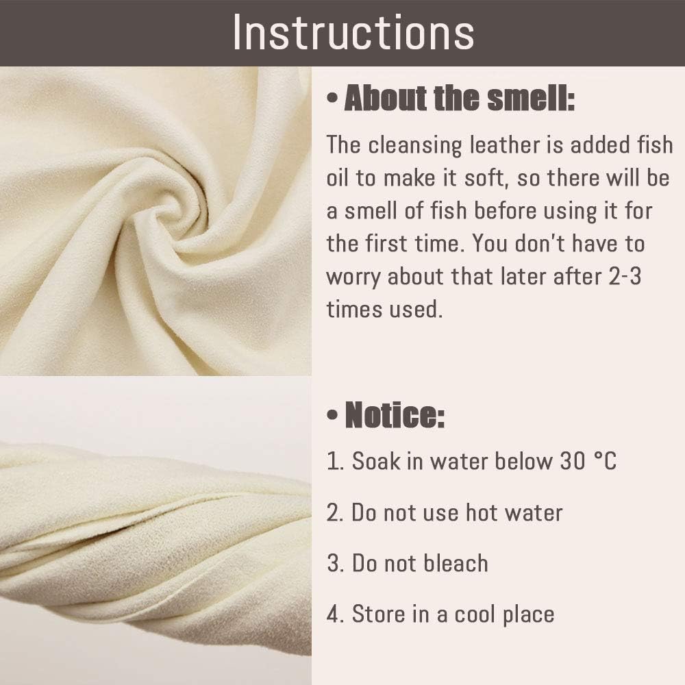 Chamois Cloth for Car - 35'' x 23.6'' (5.7 sq ft) - Extra Large Drying Natural Shammy Towel Real