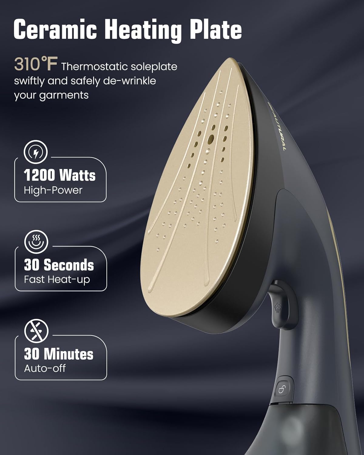 BEAUTURAL Steamer for Clothes, 2-in-1 Steam & Iron, 1200W Handheld Powerful Garment Fabric Wrinkle